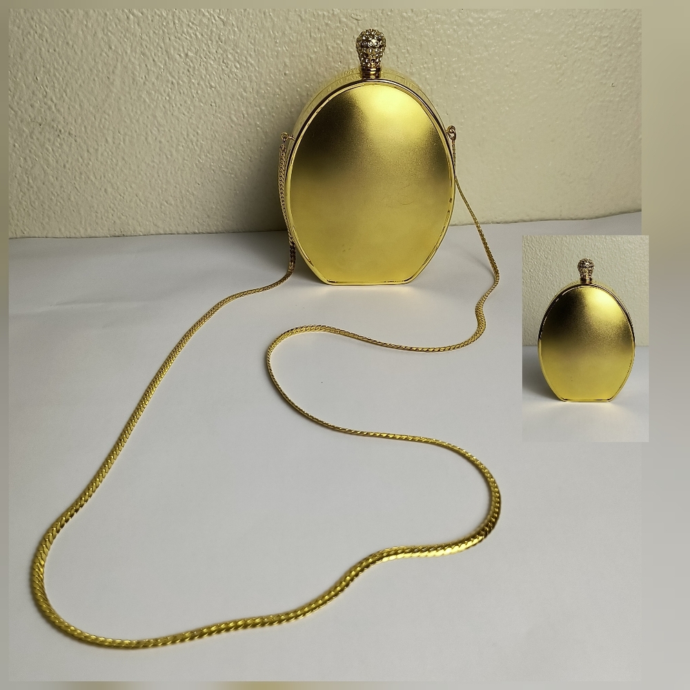inge Christopher Oval Gold Evening Clutch Y2K Vintage Exquisite